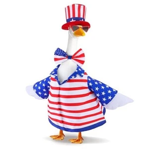 4 Pcs/Set 4th of July Porch Goose Outfit, 23" High Lawn Goose Statue Patriotic - Picture 1 of 8