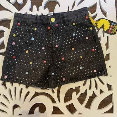 Pantalones Cortos Vaqueros Justice Girl’s Pac-Man Denim Talla 14 Años 80 Embellecidos Foto 1 de 4