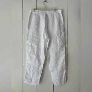 Damen Leinen Cargo Hose Gr. M-L weiß minimalistisch Lagenlook - Bild 1 von 7