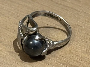 Vintage Handmade Sterling Signed JP James Parker Hematite Ring Size 6 1/2 - Picture 1 of 9