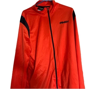 AND1 Herren Trainingsjacke Large Orange Full Zip Logo Mock Neck Taschen XL - Bild 1 von 4