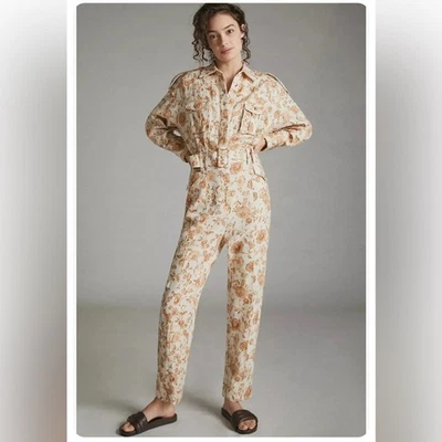SIGNIFICANT OTHER Anthropologie Aphrodite Belted Jumpsuit Linen Blend Size 4  - Image 1 of 4