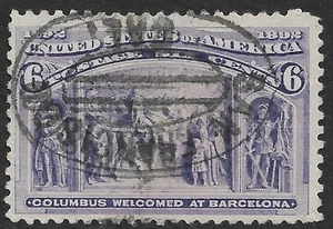 Estados Unidos #235 6c. Colón en Barcelona usado extra fino San Francisco - Imagen 1 de 2