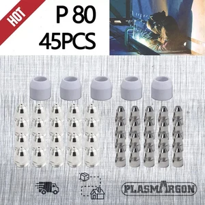P-80 Plasma Cutting Torch Consumables Kits Electrode Tip Shield Cup 45pcs - Bild 1 von 12