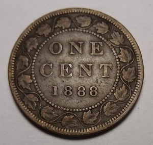 1888 Canada 1 cent coin, penny, large cent - Bild 1 von 2