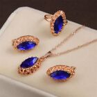 Crystal Earrings Necklace - Gold Color Chain Wedding Jewelry Set Necklace 3Pcs