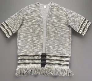 Cárdigan Ariat L Suéter Flecos Borde Boho Manga 3/4 Tejido Frente Abierto Gris - Imagen 1 de 12
