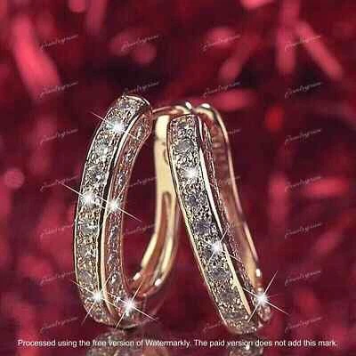 3 Ct Round Cut Lab Created Diamond Huggie Hoop Earrings 14K Yellow Gold Plated - Image 1 of 3