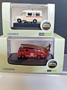 OXFORD DIECAST N GAUGE EMERGENCY BEDFORD LOMAS AMBULANCE + F12 FIRE ENGINE x 2 - Picture 1 of 10