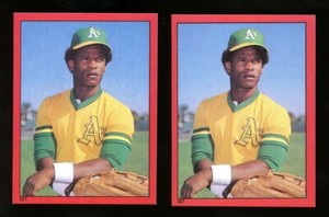 TWO 1982 Topps Stickers Oakland Athletics #221 Rickey Henderson 