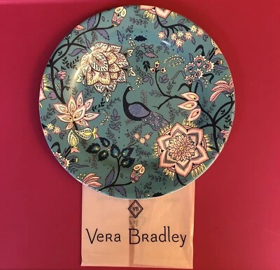  Vera Bradley PAVO REAL Jardín Melamina 9" Platos de Almuerzo (Juego de 4) NUEVO Foto 1 de 4