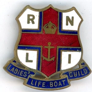 Vintage RNLI Ladies Life Boat Guild enamel badge pin gilt metal c1950 #67 - Picture 1 of 3