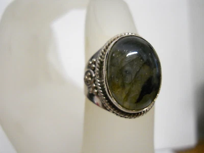Anillo de plata esterlina labradorita arco iris talla 7,5 vintage joyería piedras preciosas #693 Foto 1 de 4