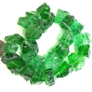 Grüner Peridot Kristall Quarz große Glasquarz grobe Nugget Perle 15" Glas 22m - Bild 1 von 10