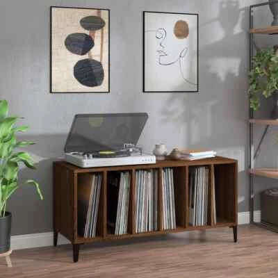 Gecheer Home Turntable Stand with Vinyl Record Storage Wood Side Cabinet J1D3
