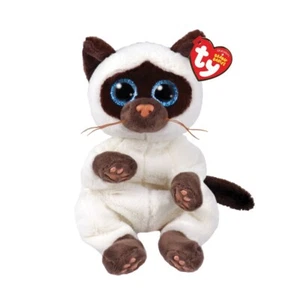 Ty Beanie Bellies MISO the Siamese Cat 8" Plush Stuff Animal NEW with Heart Tag - Foto 1 di 1