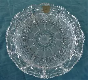 Plato de cristal de plomo vintage corte a mano patrón de abanico estrella - Imagen 1 de 12