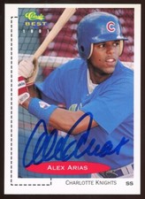 1991 Charlotte Knights ALEX ARIAS Signed Card autograph AUTO MARLINS