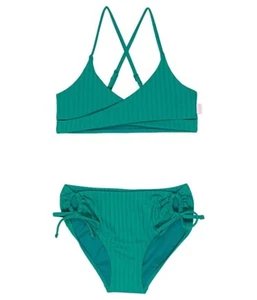 Seafolly L30931 Kids Green Summer Essentials Wrap Bikini Set Size 16 - Picture 1 of 2