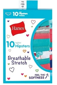 NWT Hanes Girls Breathable Stretch Hipsters 10 pack Underwear Size Small (6) - Picture 1 of 2