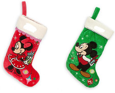 Disney Store Minnie O Mickey Mouse Calza Natale Rosso Verde 2014 Nuovo
