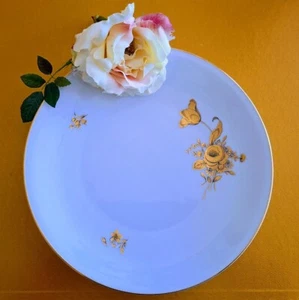 Dinner Plate H & C Selb Bavaria Heinrich Gold Roses on White Porcelain Set of 8 - Picture 1 of 12