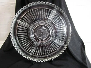 Vassoio diviso in vetro tondo trasparente pesante Imperial 5 parti Relish 13,25" smerlato - Foto 1 di 3