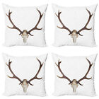 Deer Pillow cushion set of 4 Antlers Skeleton Hunter