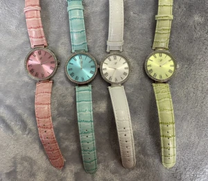 Women's Watches Lot of 4 Burgi with Leather Wristbands Rhinestone Face Stylish - Picture 1 of 10