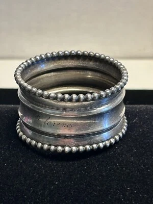 Anillo servilletero victoriano de plata esterlina madera y Hughes cuentas Florencia Foto 1 de 4