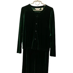 #3716 Bechamel Womens 90's green velour skirt set size L - Picture 1 of 6
