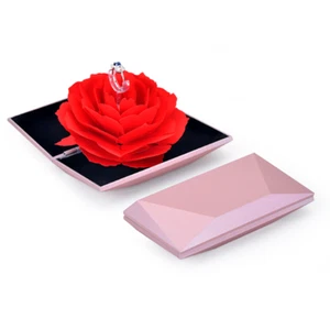 4x Folding Flower Ring Box Rotating Rose Rings Wedding Diamonds Jewelry Boxes - Picture 1 of 6