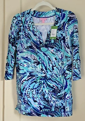 NWT Lilly Pulitzer Justina Tunic Small S Bright Navy Crash the Bash UPF 50+ - Image 1 of 4