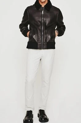 ag jeans Adriano Goldschmied Mens Leather shearling Jacket, Large sold out $1298 - Image 1 of 4