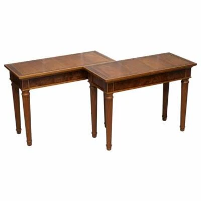 MATCHING PAIR RRP £24,000 DAVID LINLEY 1993 STAMPED BURR WALNUT CONSOLE TABLES 2 - Image 1 of 4