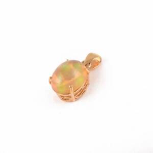 14k Yellow Gold Natural Fire Opal Gemstone Dainty Pendant Jewelry