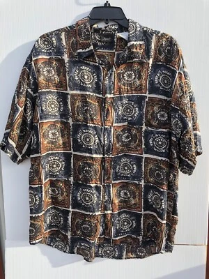 VTG Retro 80s 90s IMPACT Men's XL Multicolor 100% Silk Button Short Sleeve Shirt - Image 1 of 4