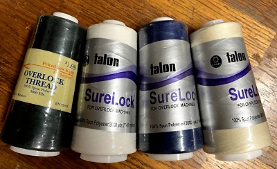 Lot of 4 Beige, White, Black, Green Thread Overlock Talon - Image 1 of 4