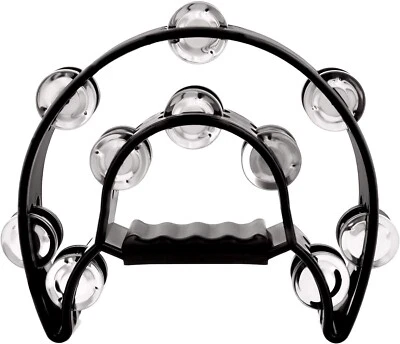 Zenison Double Row Tambourine - Ergonomic Handle & Metal Jingles Hand Percussion
