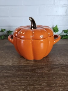 Crofton 2021 Pumpkin Mini Casserole Baking Dish Oven Safe Stoneware Fall Autumn - Picture 1 of 4