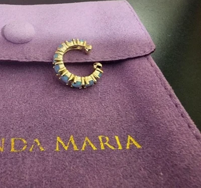 MELINDA MARIA "Oh She Fancy"Goldtone Blue Simulated Opal Ear Cuff NEW + GIFT - Image 1 of 3