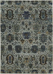 3x5 Sphinx Blue Scrolls Vines Bulbs Floral Area Rug 7120A - Aprx 3' 3" x 5' 2" - Picture 1 of 1