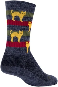 SockGuy Wool Catz Socks - 6", Gray/Yellow/Red, Large/X-Large - Picture 1 of 1