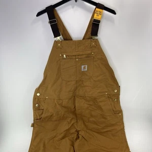 Carhartt Overalls Duck Canvas Brown Bib Double Knee R01 M Sz 46x30 - Picture 1 of 10