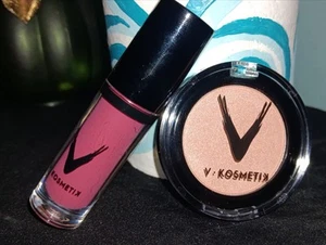 NEW V Cosmetics Liquid Lipstick & Pressed Shimmer Powder 2 Pc Bundle - Picture 1 of 2