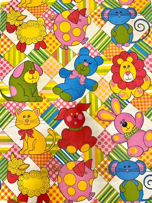 1970s VINTAGE TRIPLE SHIELD COPR ANIMAL NURSERY FABRIC -2PCS) 2 2/3 YDS EA - Image 1 of 2