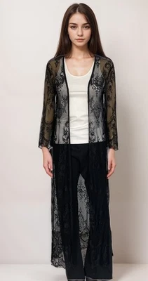 Kimono Charlotte Russe Talla S Negro Encaje Cachicho Hada Oscura Juegos con disfraces Largo Completo Foto 1 de 4