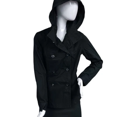 Chaqueta con Capucha Converse Doble Pecho Talla Mediana Negra Lona 100% Algodón Foto 1 de 4