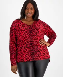 I.n.c. International Concepts Leopard-Print V-Neck Sweater Sz 3X - Picture 1 of 4
