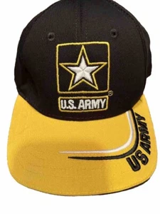 US Army Strong Star Baseball Cap Hat Black Yellow Adjustable OSFM Made In USA - Picture 1 of 6